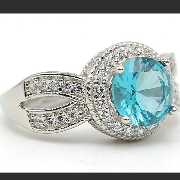 NWT 4ct Genuine flawless aquamarine ring 925 Sterling Silver. Stunning. 7 - Picture 2 of 13